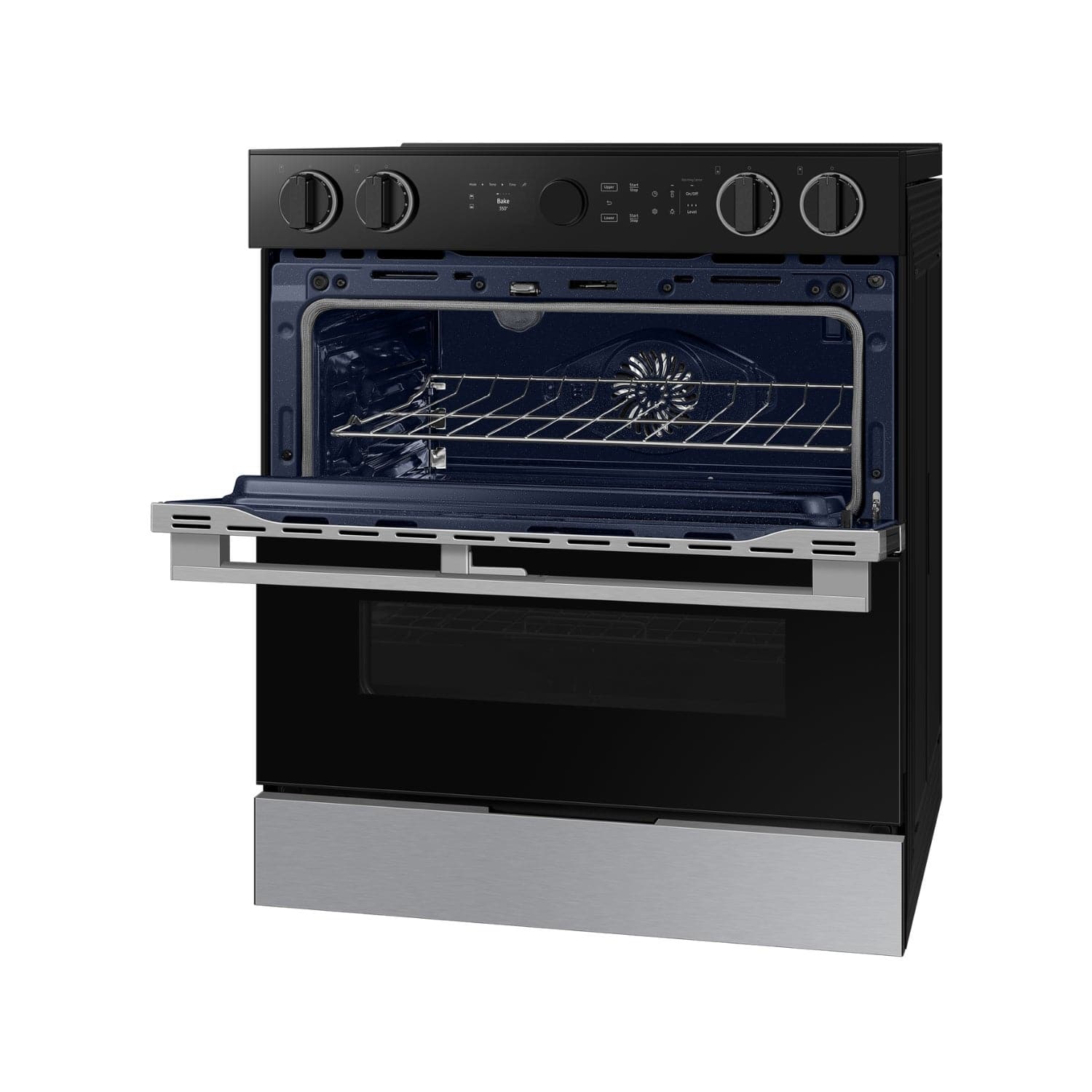 Alt View 21. Samsung - Bespoke 6.3 Cu. Ft. Slide-In Electric Convection Range with Flex Duo Convertible Double Oven Technology - Stainless Steel.