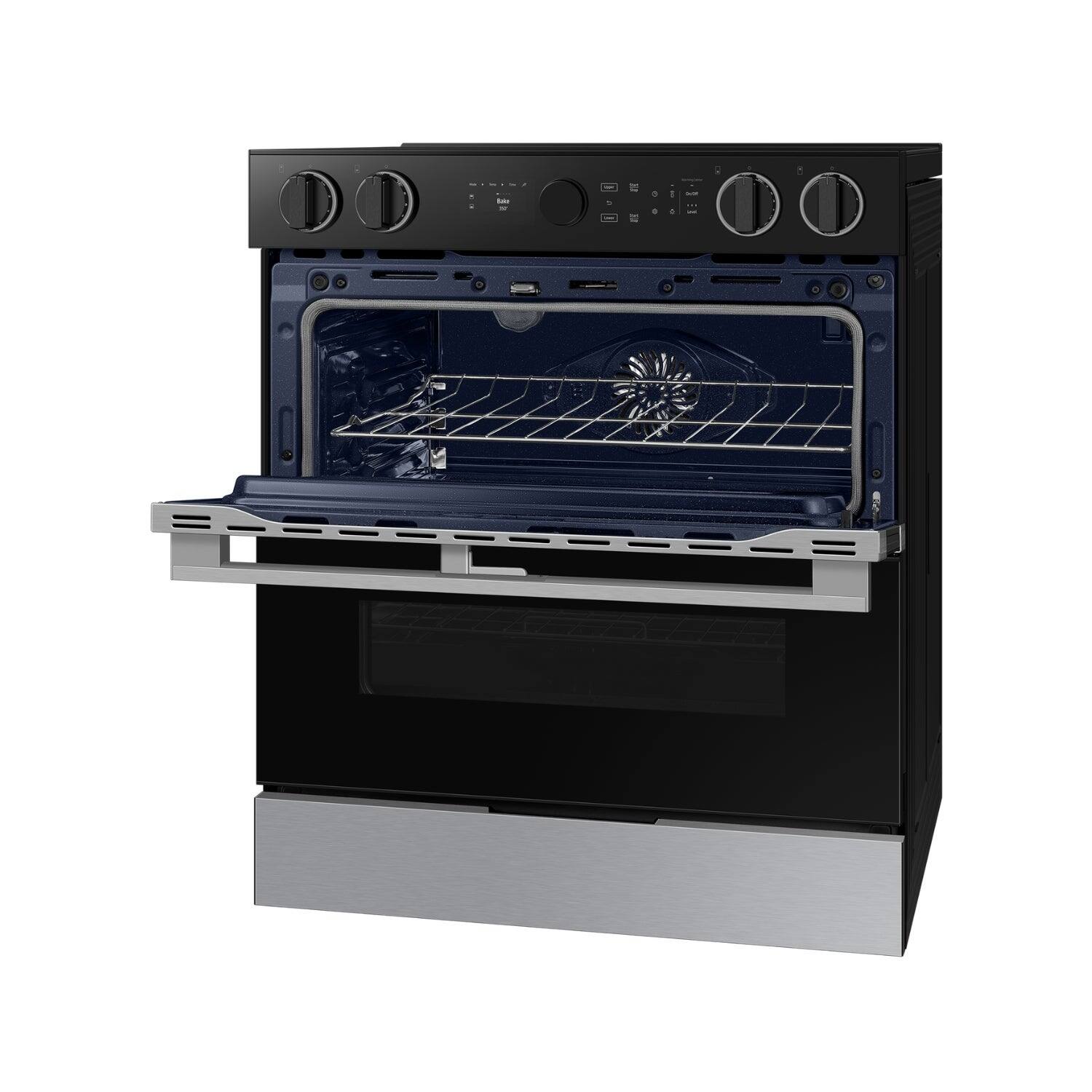 Alt View 21. Samsung - Bespoke 6.3 Cu. Ft. Slide-In Electric Convection Range with Flex Duo Convertible Double Oven Technology - Stainless Steel.