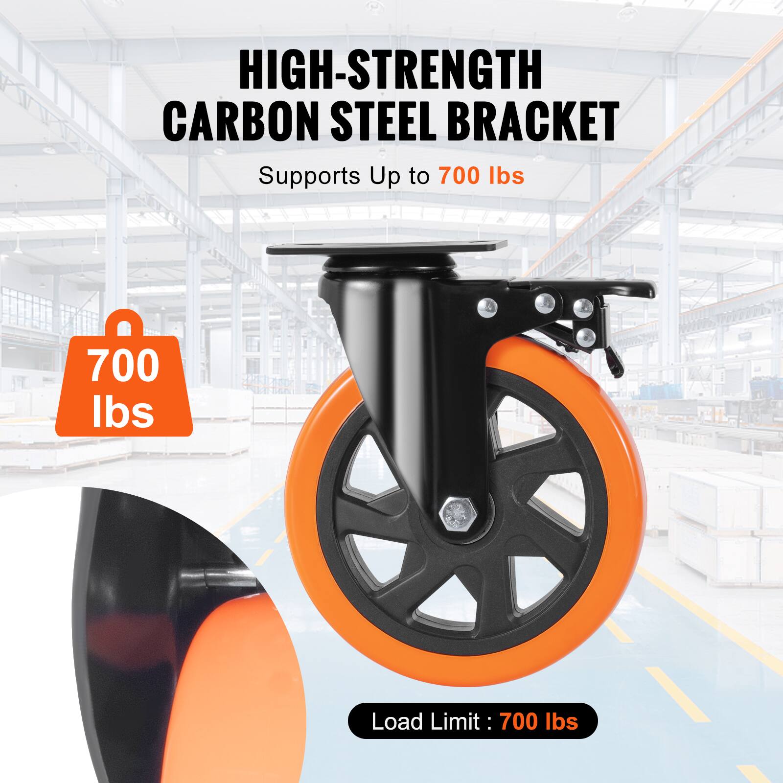 HIGH-STRENGTH CARBON STEEL BRACKET  
Supports Up to 700 lbs  
Load Limit: 700 lbs