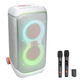 JBL - PartyBox Stage 320 Portable Party Speaker with Wireless Two Microphone System - White