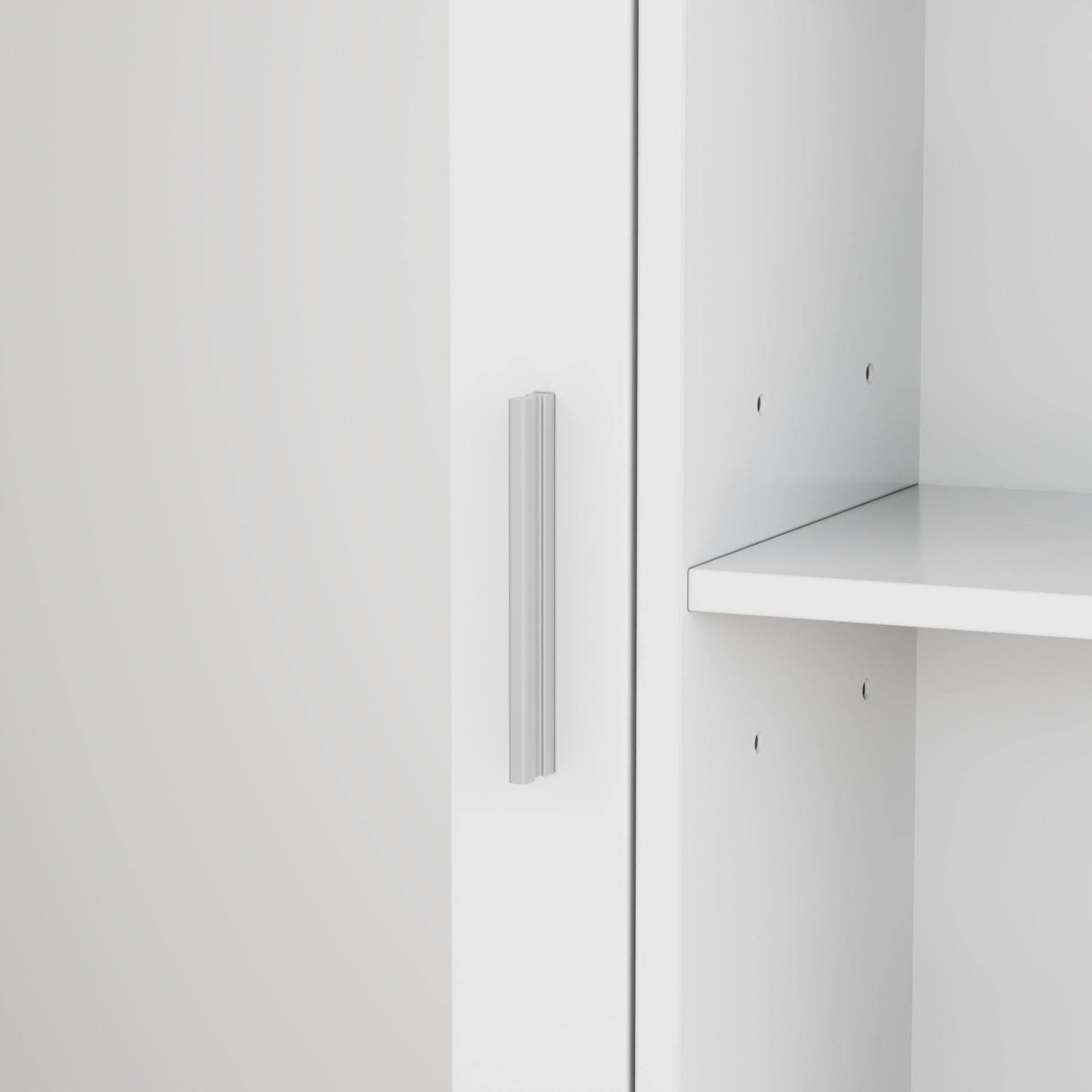 Left. Vecelo - Wall-Mounted Medicine Cabinet with Mirror Bathroom Storage Cabinet with Open Shelf, Space Saving Design - White.