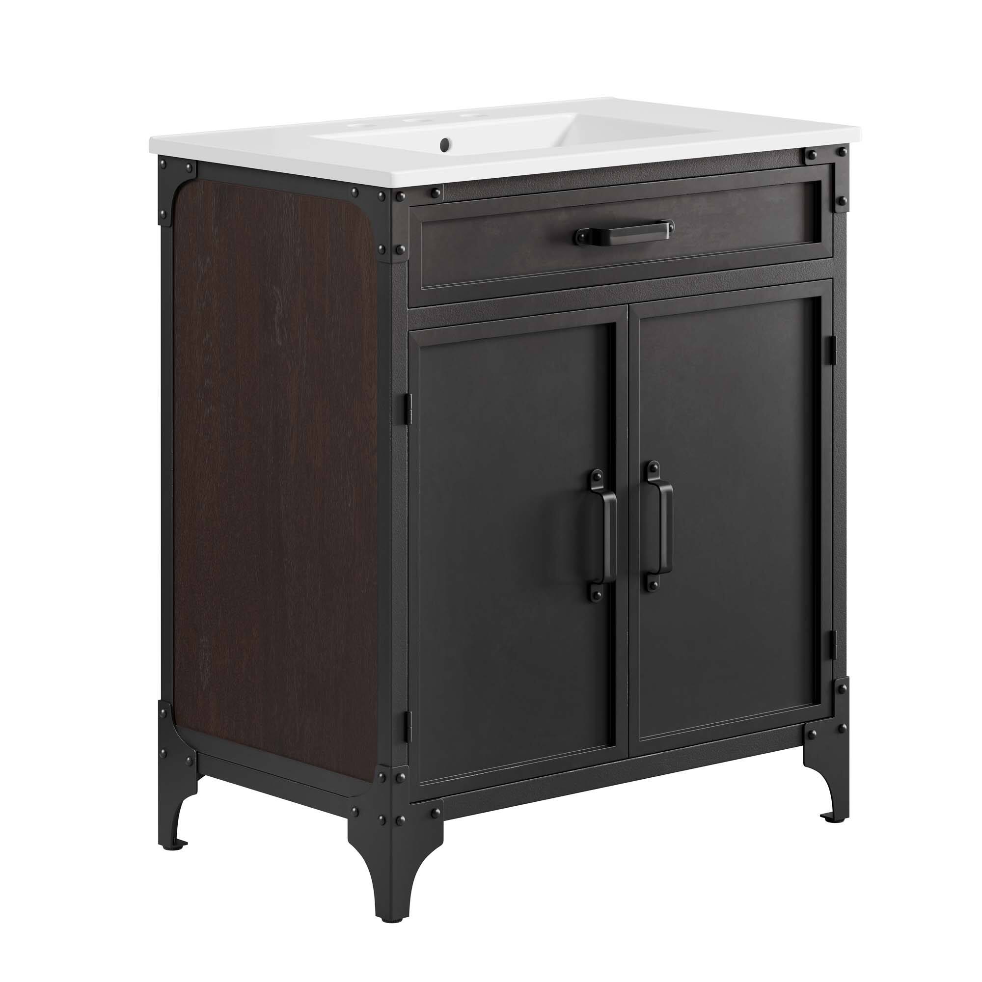 Angle. Modway - Steamforge Bathroom Vanity Basin Included by Modway - White Black.