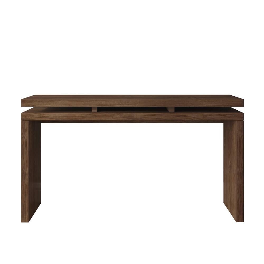 Alt View 7. Loheer - Loheer 60 inch antique brown farmhouse console table, retro wooden entryway table with double board suspension - Antique brown.