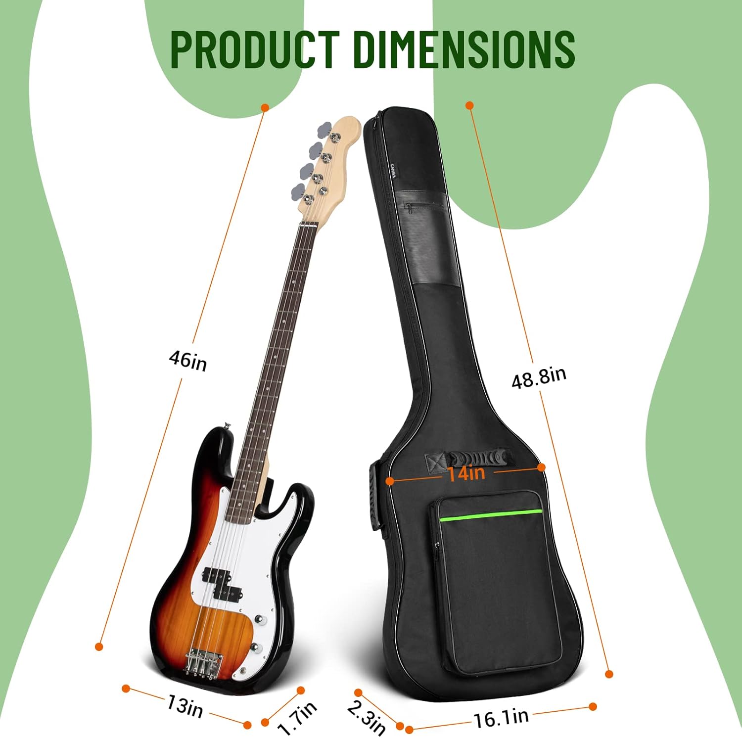 PRODUCT DIMENSIONS  
46in  
48.8in  
14in  
13in  
1.7in  
2.3in  
16.1in