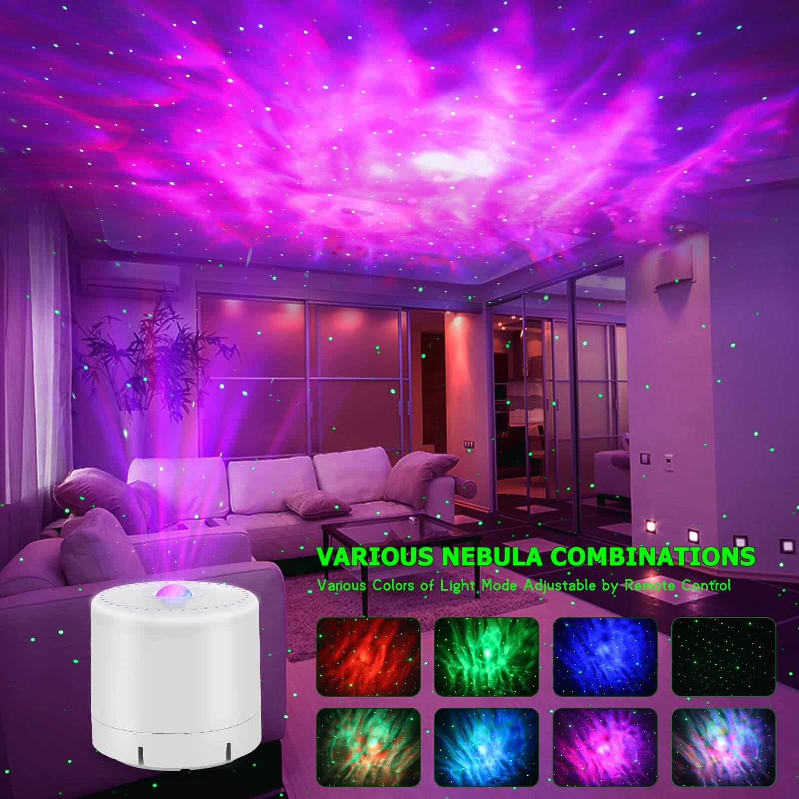 Various Nebula Combinations  
Various Colors of Light Mode A Adjustable by Remote Control