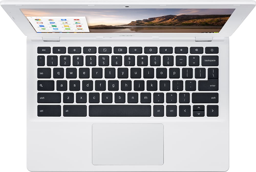 Alt View 7. Acer - 11.6" Chromebook - Intel Celeron - 2GB Memory - 16GB eMMC Flash Memory - Moonstone White.