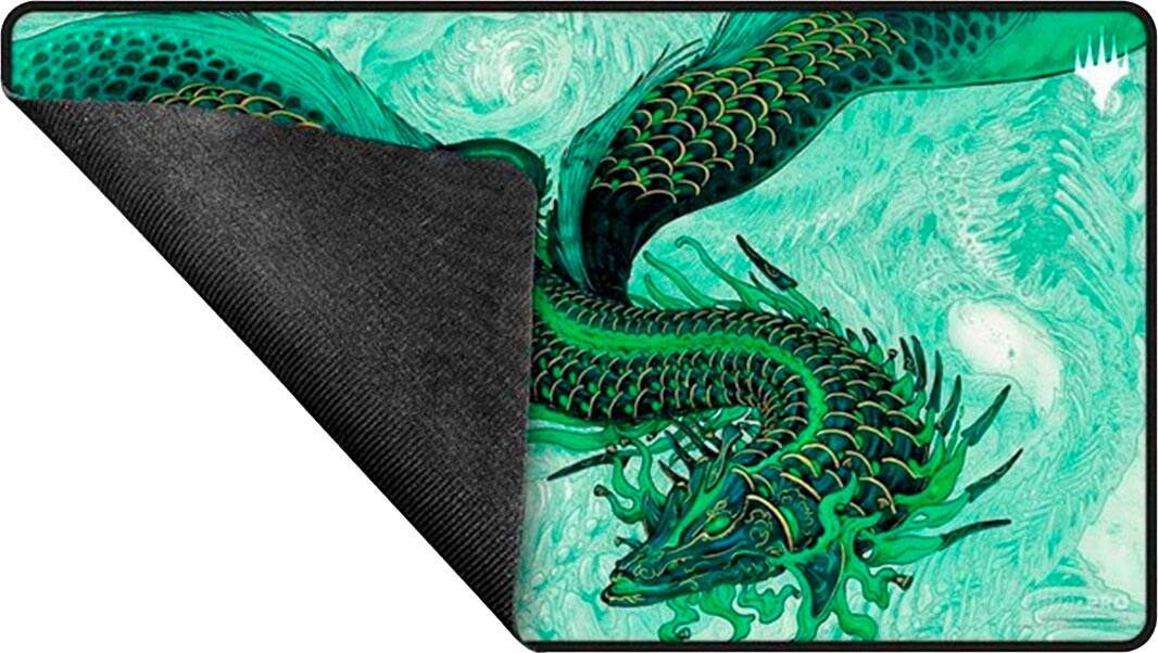 Alt View 2. Ultra PRO - Tarkir Dragonstorm Teval, Arbiter of Virtue Black Stitched Playmat for Magic: The Gathering.