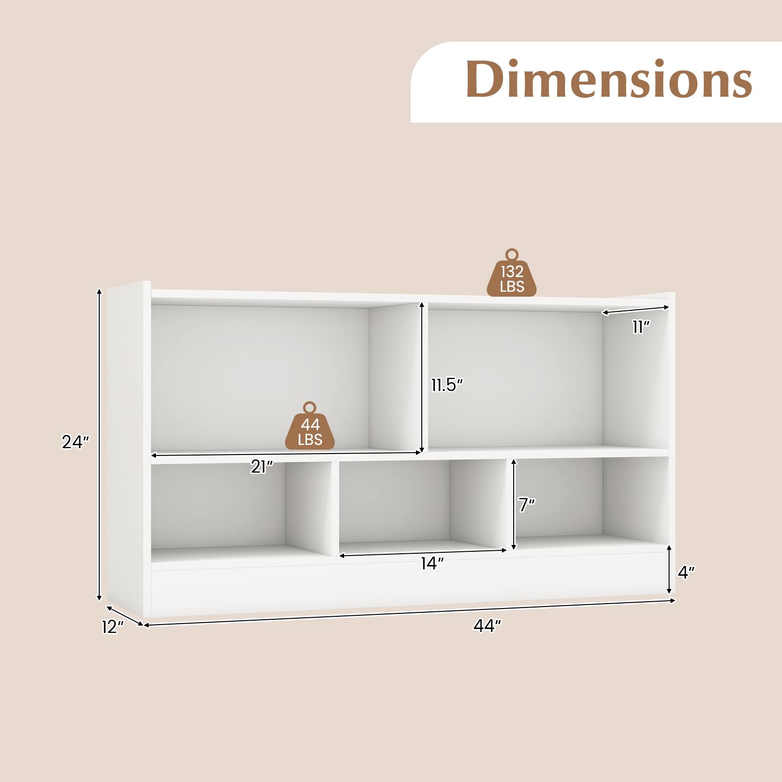 Dimensions  
132 LBS  
11" x 11.5" x 24"  
44 LBS  
7" x 14" x 4"  
44"
