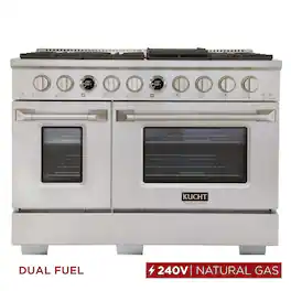 48 in. 6.7 cu. ft. Dual Fuel Range, 8 Burners, NG, Stainless Steel, Kucht Horus Thermostat - Stainless Steel