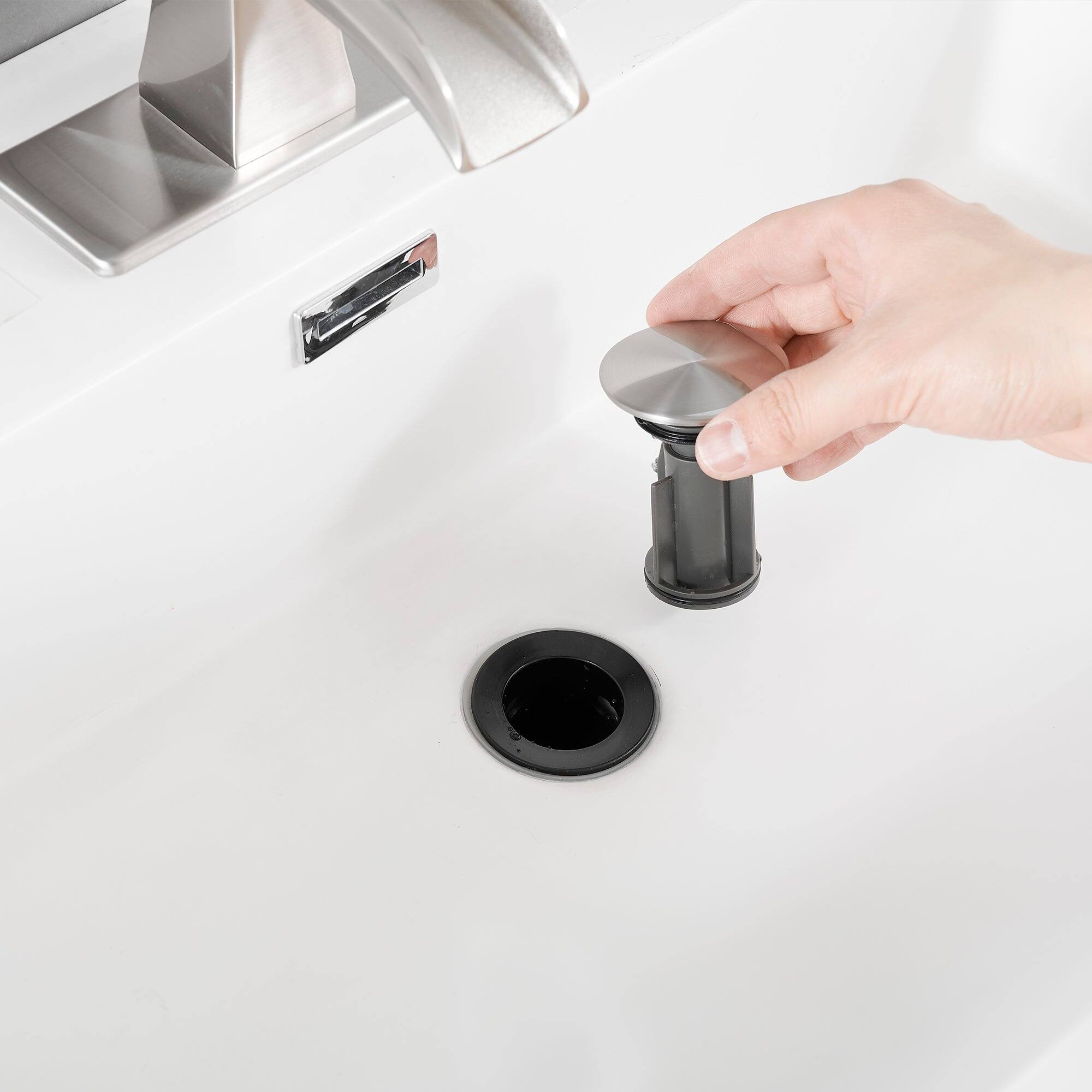 Back. Boyel Living - Single Handle Single Hole Bathroom Faucet Deck Plate Included Pop Up Drain and Water Supply Hoses in Brushed Nickel - Brushed Nickel.