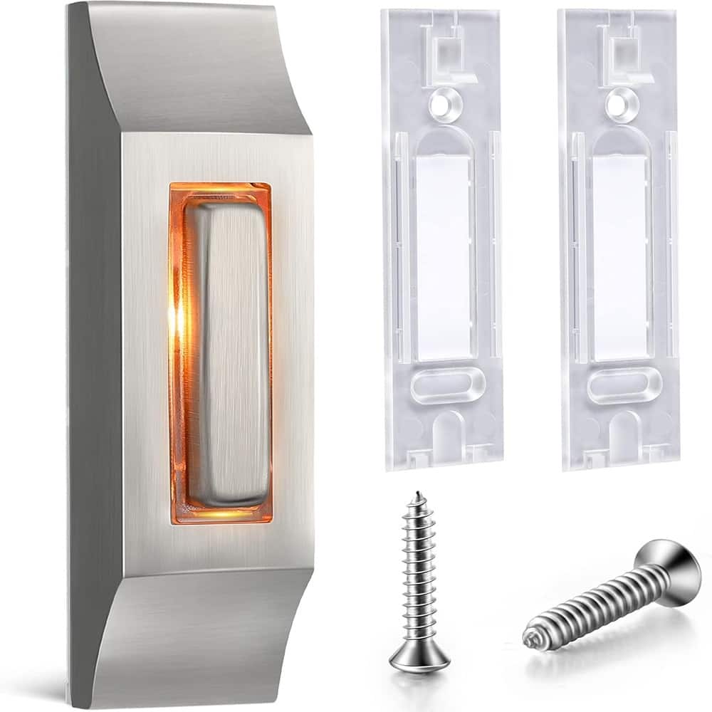 Schertz - Metal Doorbell Push Button – Heavy Duty, Warm LED, Wired Compatible - Number of Items: 1