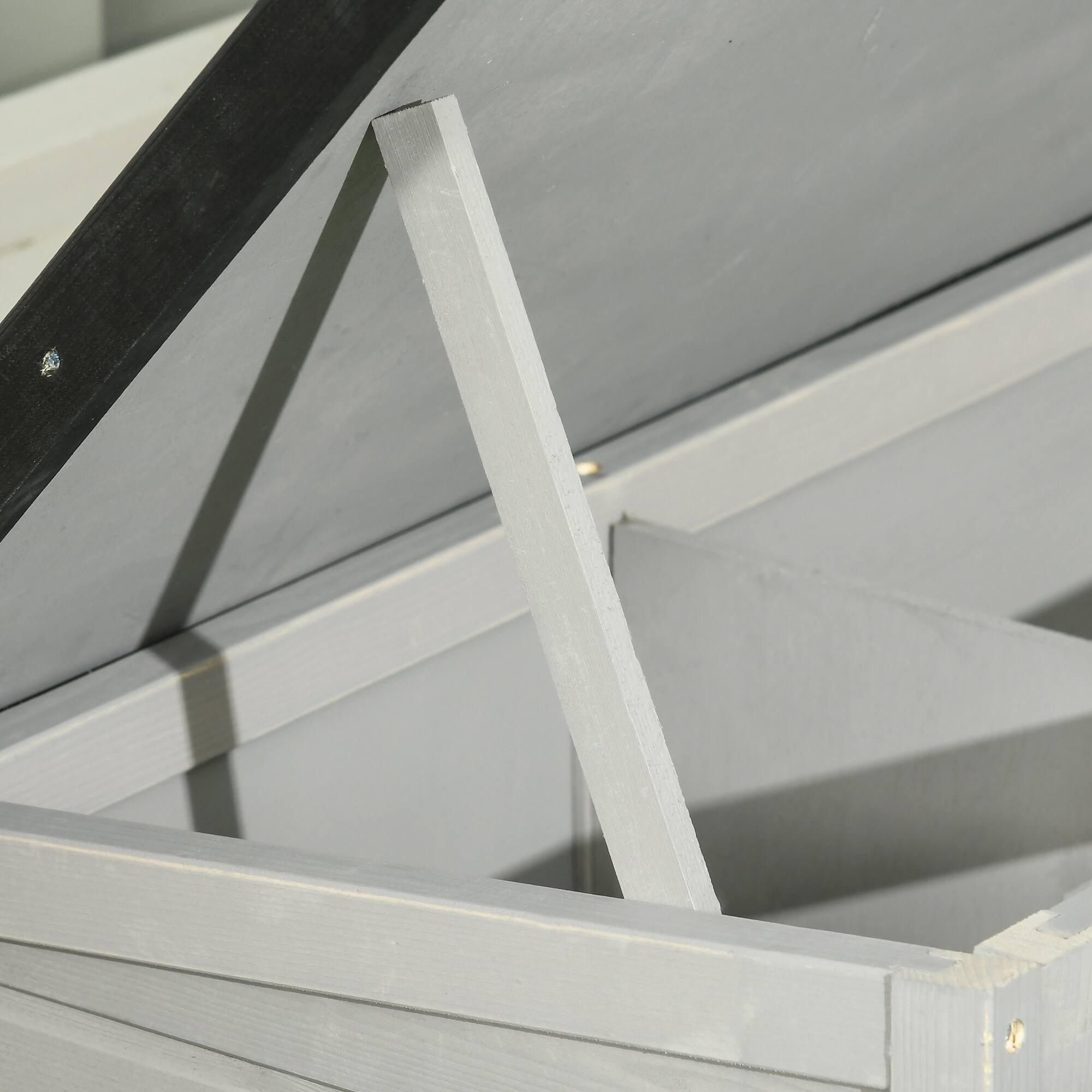 Alt View 7. Pawhut - Rabbit Hutch, Wooden Bunny Cage with Hinged Asphalt Roof and Removable Tray - Gray.