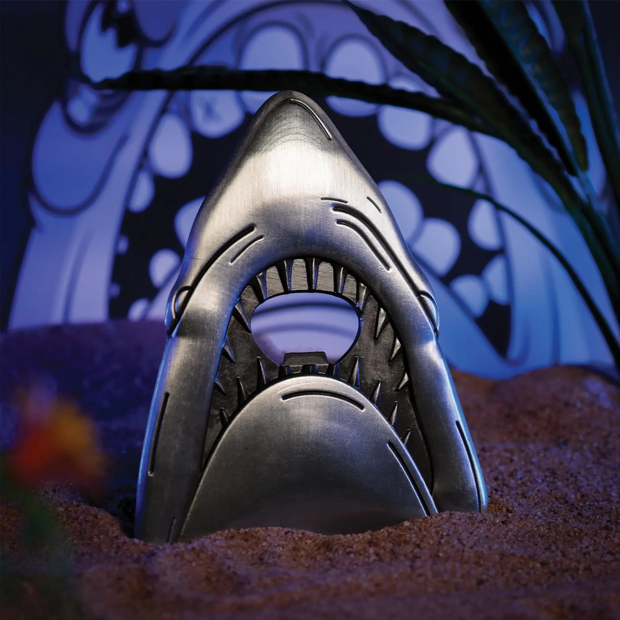Alt View 2. Fanattik - Jaws 50th Anniversary Shark Magnetic Metal Bottle Opener - Silver.