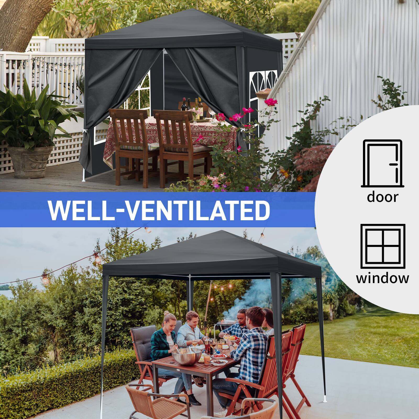 WELL-VENTILATED  
door  
window
