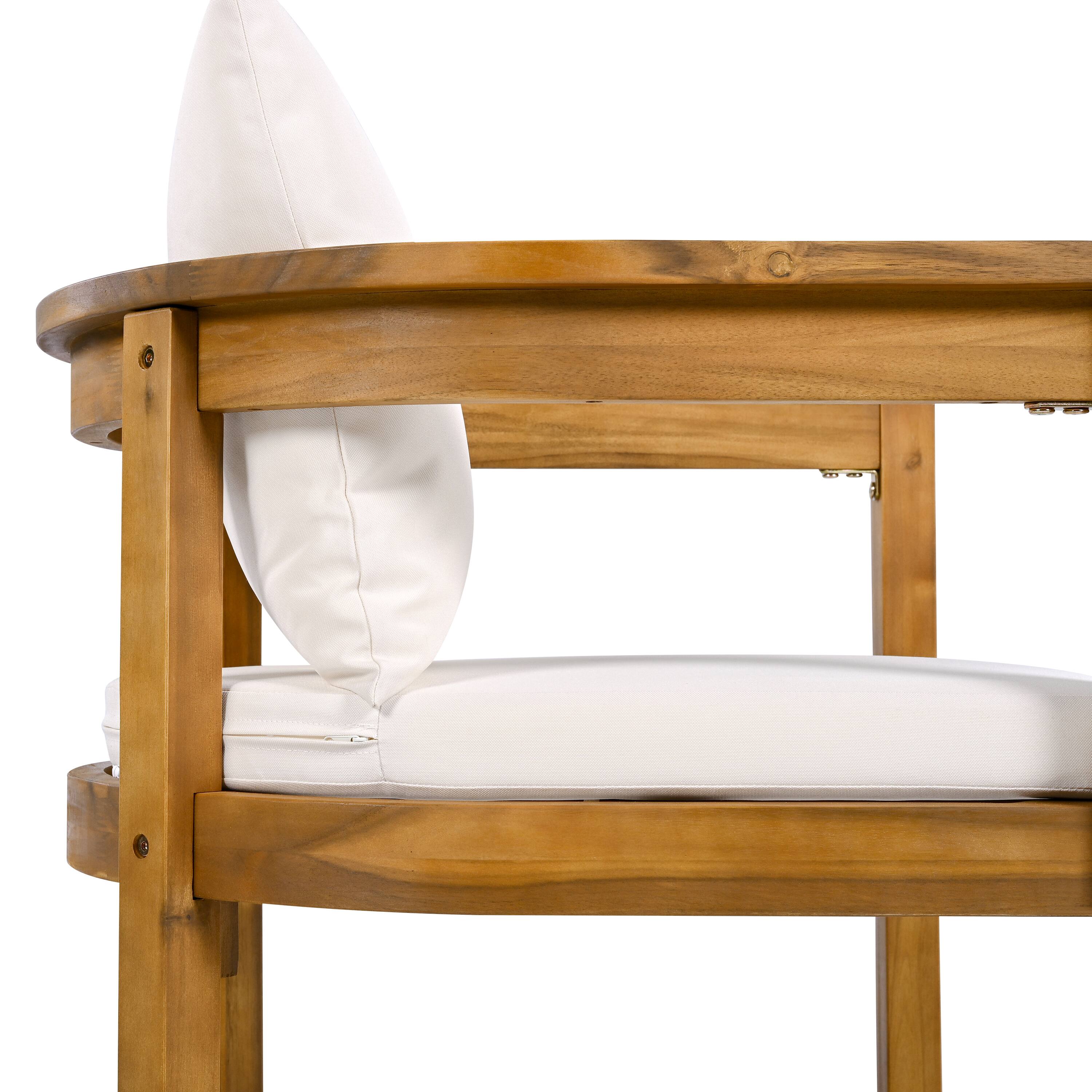 Alt View 4. Mondawe - Set of 2 Outdoor Acacia Wood Dining Chair with Cushion - Teak+ Beige.