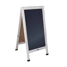 Front. Emma + Oliver - Double-Sided Chalkboard Set with Chalk Markers, Stencils & Magnets - White Wash.
