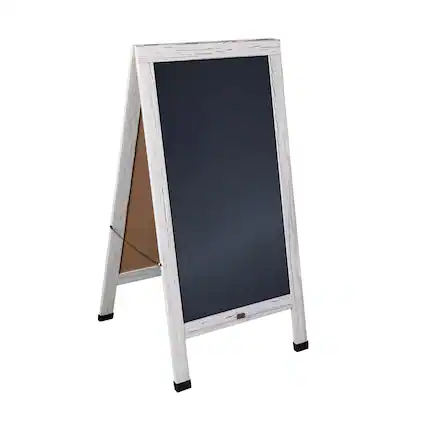 Front. Emma + Oliver - Double-Sided Chalkboard Set with Chalk Markers, Stencils & Magnets - White Wash.