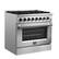 Left. Forno Appliances - 36 in. Wide 6 Burner Marco 5.36 Cu. Ft. Freestanding Dual Fuel Convection Range with Dual Ring Burner - Silver.