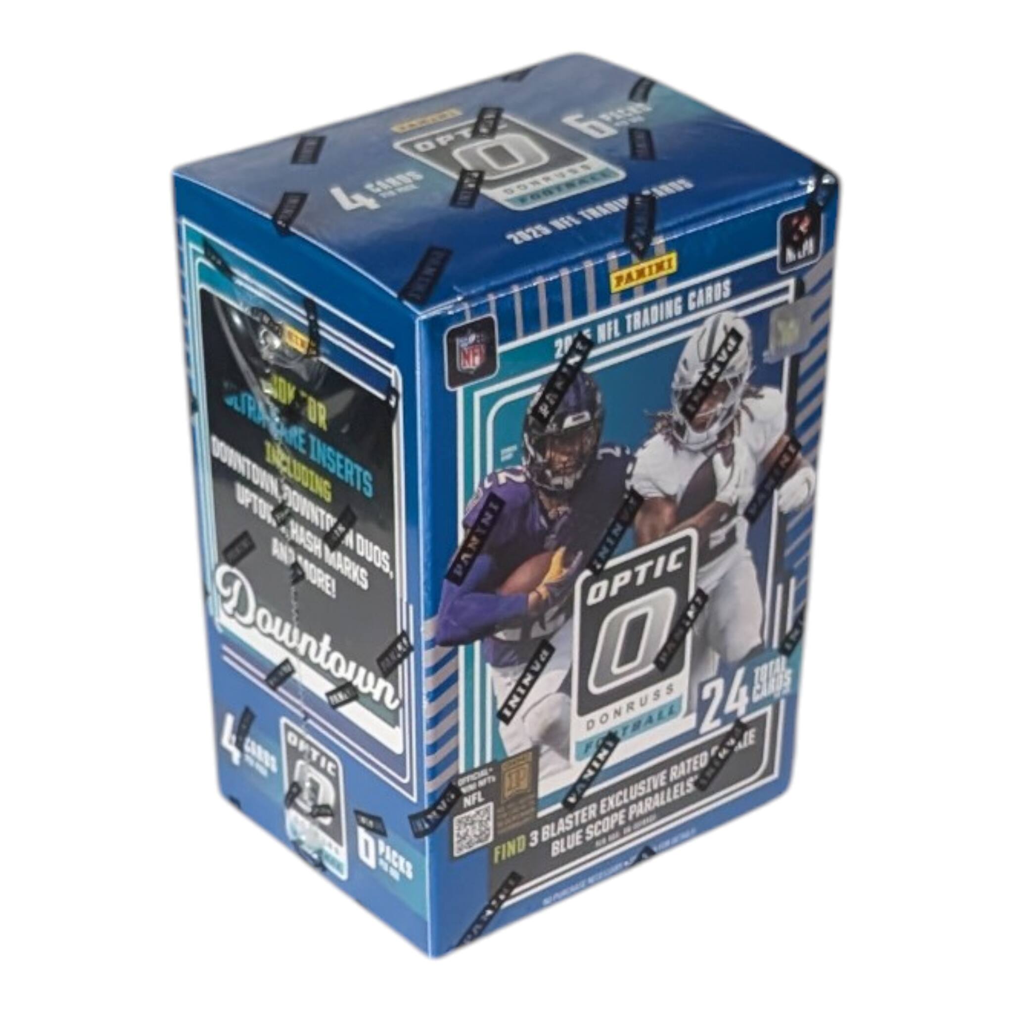 OPT 6 4 CARDS GORRVES ARIS WF TRANU 202% J A PAMINI CAROS NFL TRADING M 20 OY OR dva ARAHE DOWNTOWN INELUDING INSERTS UPTOL POUINTO A HASH A DUOS. PAMINI NIN? MORE! MARKS OPTIC Downtown DANINI D DONRUSS 24 TOTAL CARDS TRALL CAROO OPTIC ININ -O- RATED CANTE NFL EXCLUSIVE 3 BLASTER BLUE SCOPE PACKS FIND