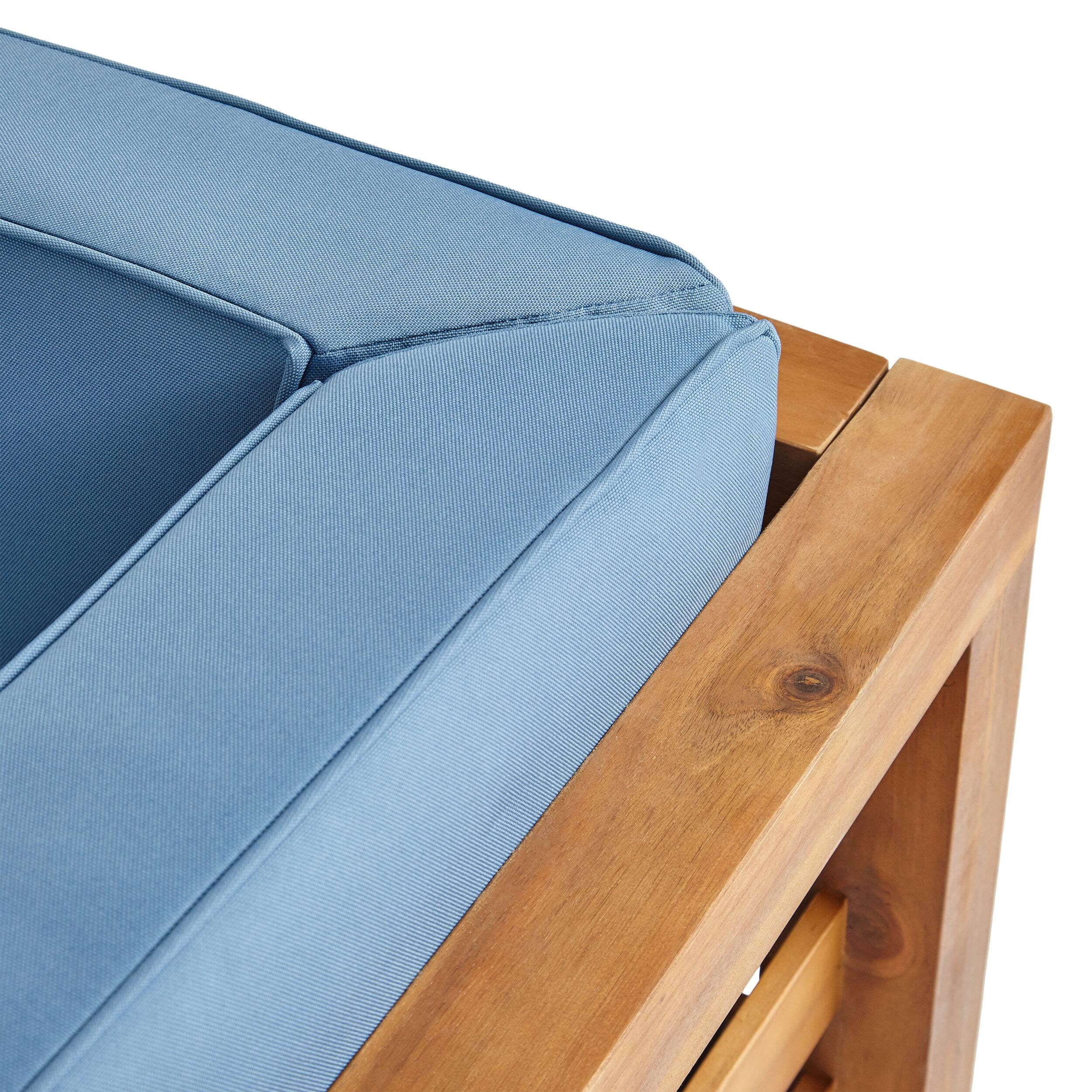 Alt View 9. Whisen - Outdoor Club Chair, Acacia Wood Patio Chair with Water-Resistant Cushion for Backyard, Garden and Porch - Blue.