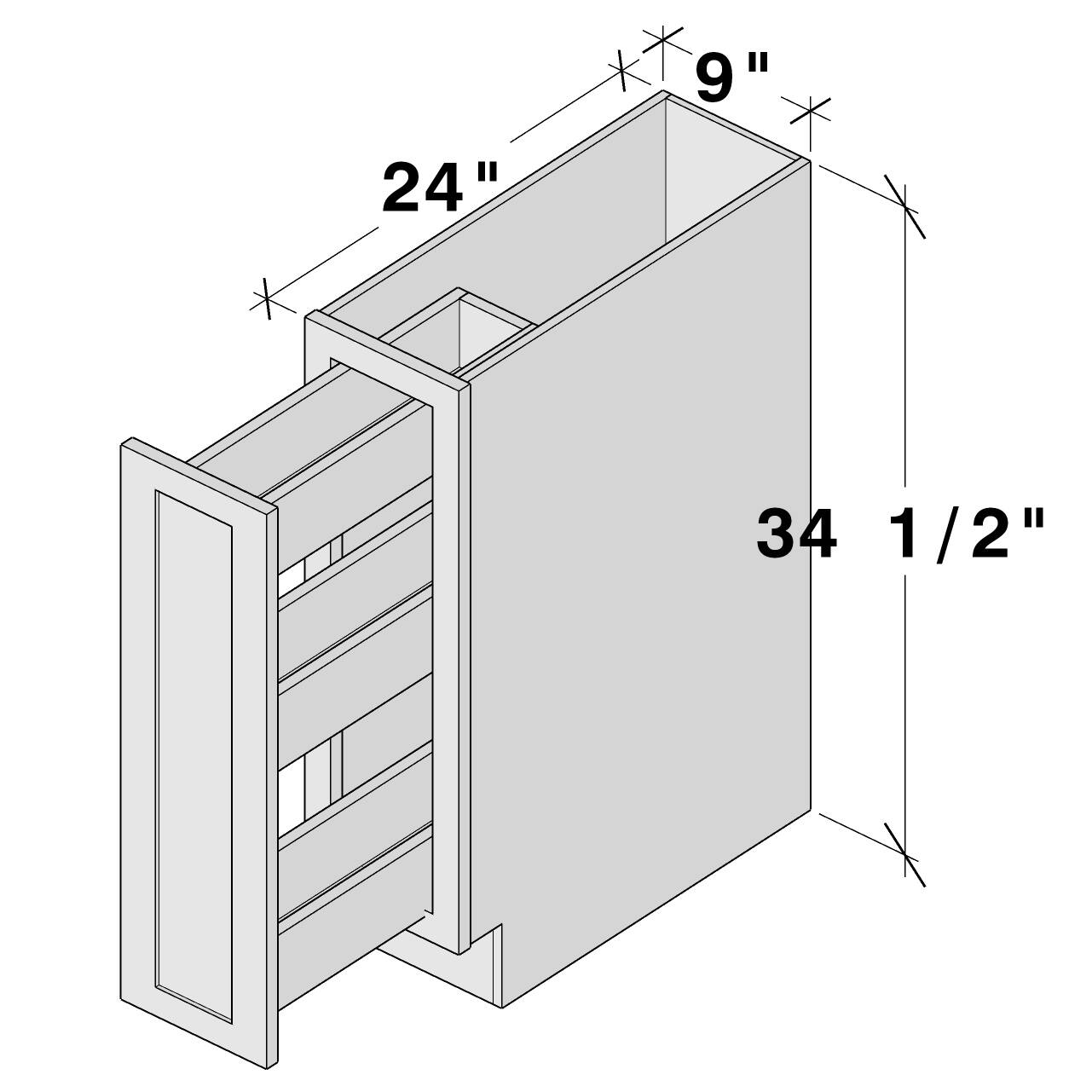 24" x 9" x 34 1/2"