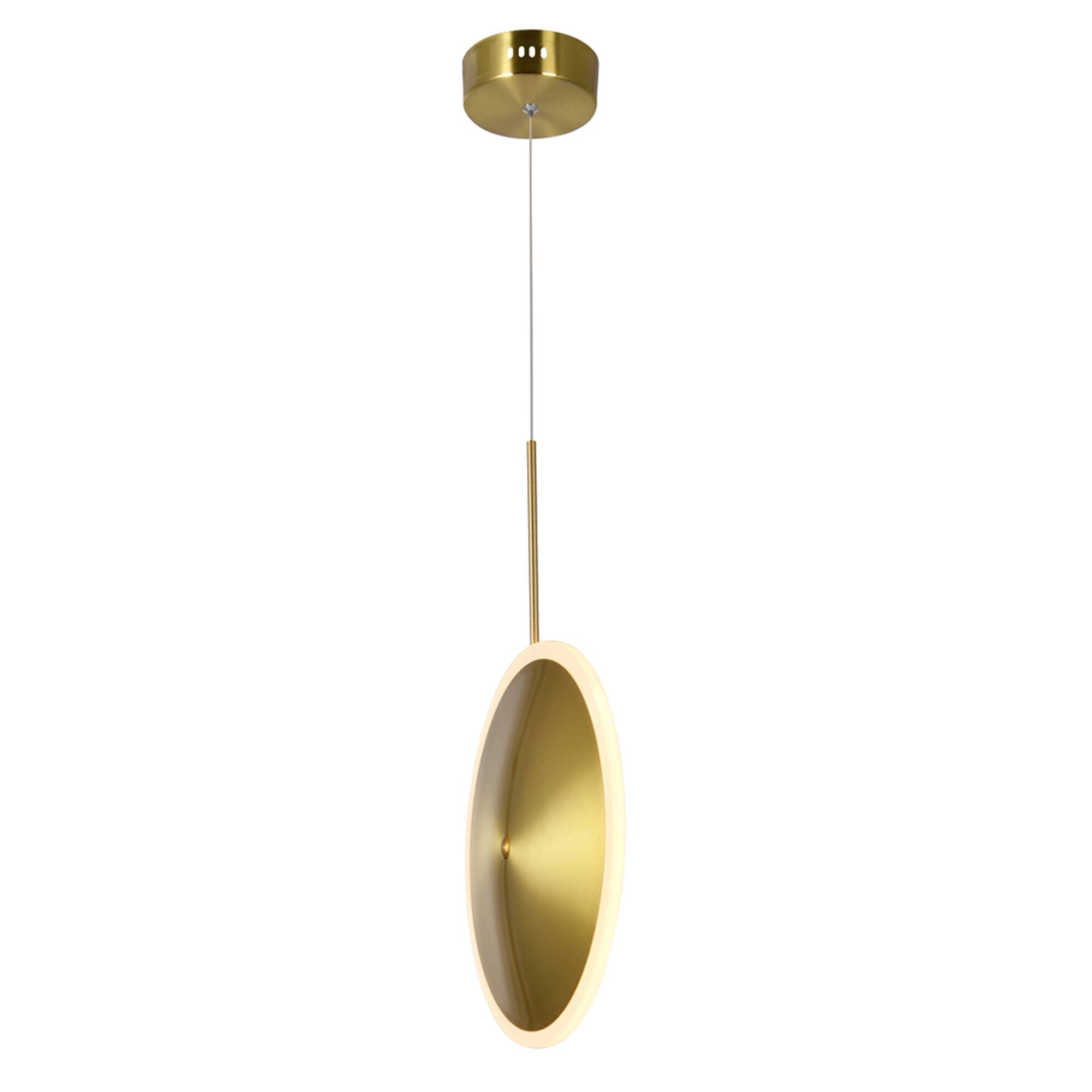 Angle. CWI Lighting - Ovni LED Mini Pendant With Brass Finish - Brass.