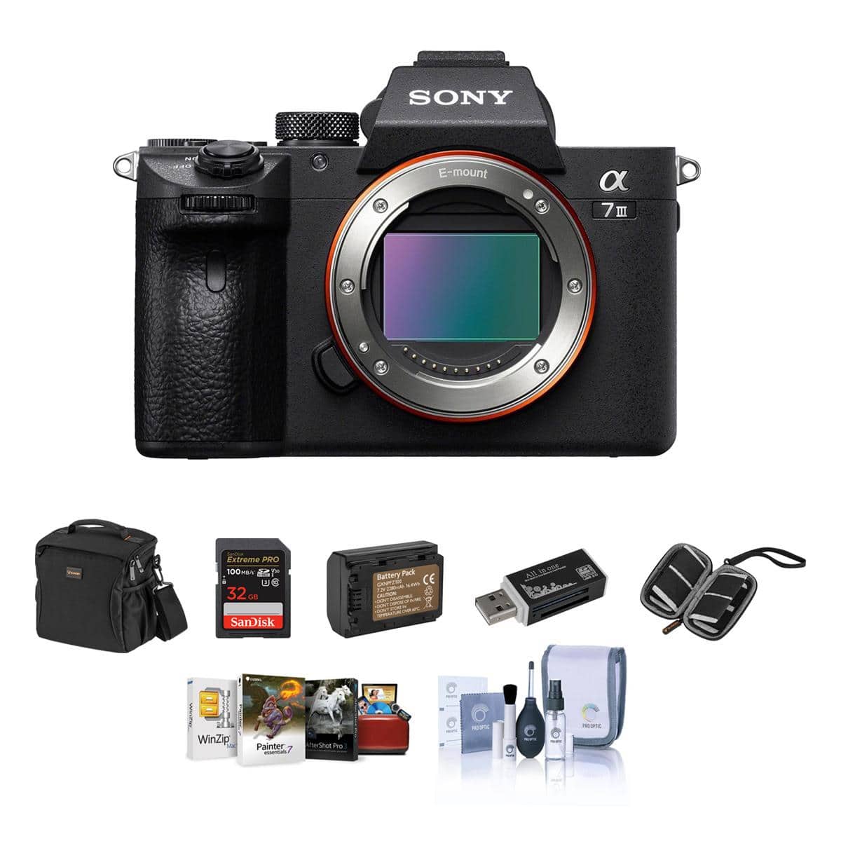 Bundle - Sony - Alpha a7 III 24MP UHD 4K Mirrorless Camera (Body Only) - 32GB SDHC U3 Card, Camera Case, Spare Battery,