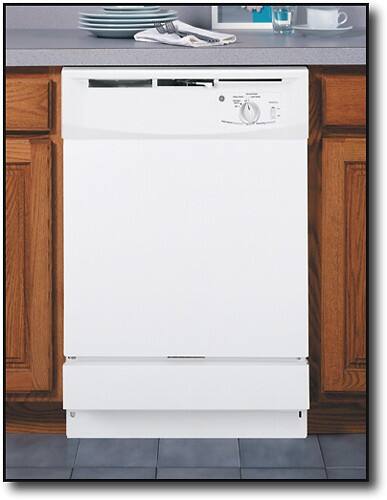 Front Standard. GE - 24" Built-In Dishwasher - White-on-White.