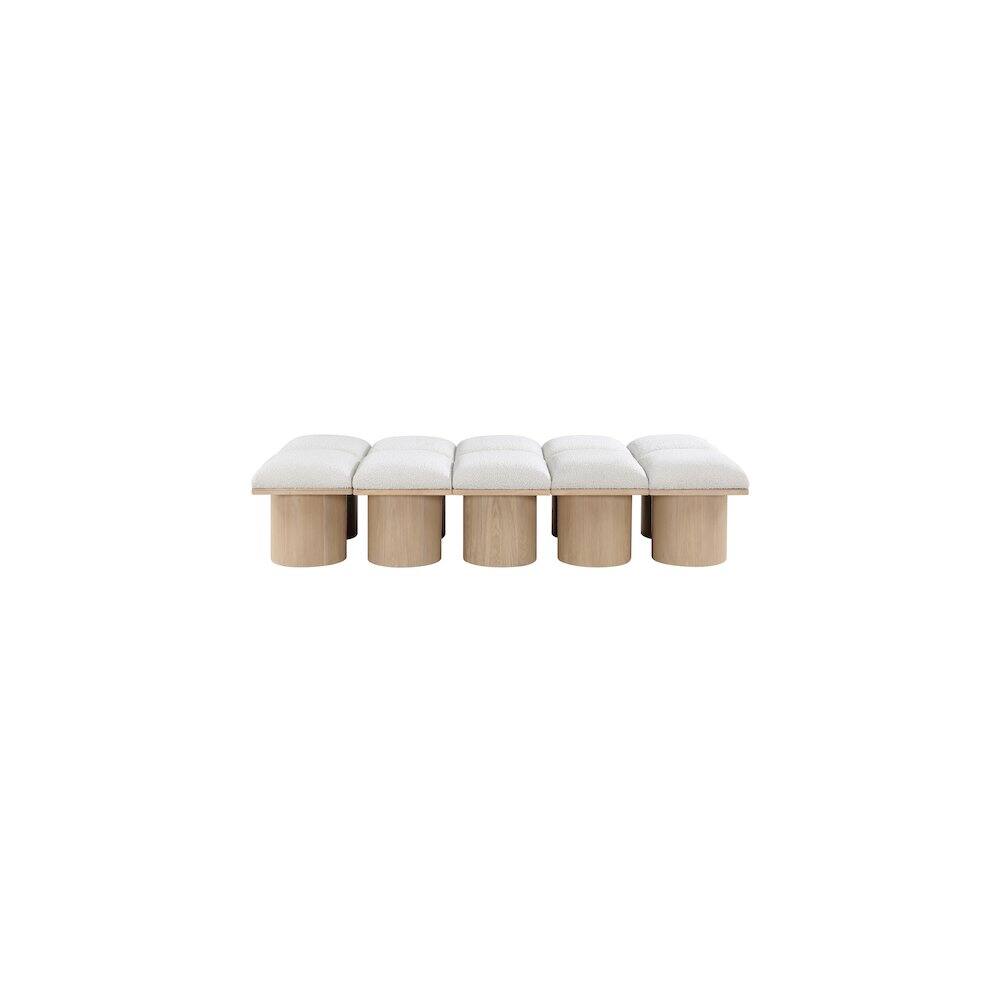 Alt View 1. Meridian Furniture - Pavilion Cream Boucle Fabric Bench - Beige.