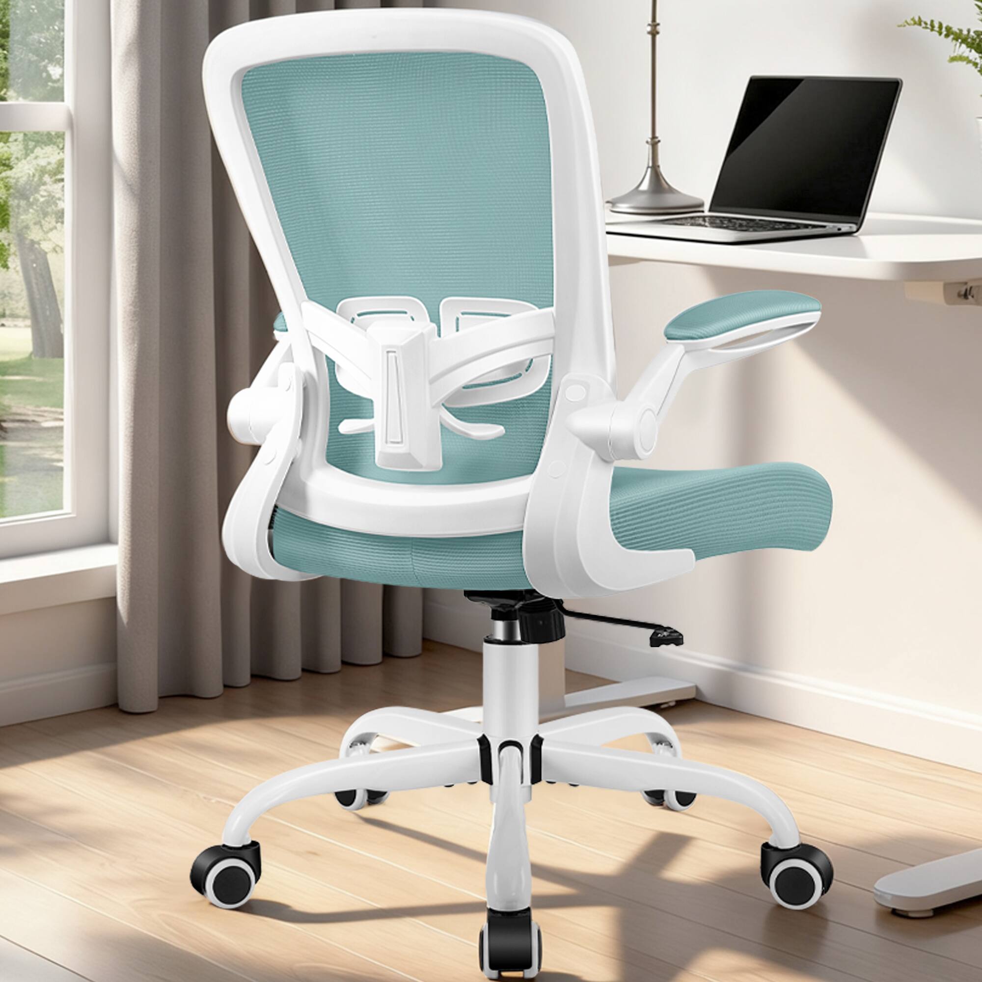 Alt View 4. KERDOM - Office Chair for Conference Room - Ergonomic Desk Chair with Adjustable Lumbar Support, Swivel, Tilt, Breathable Mesh - Light Blue.