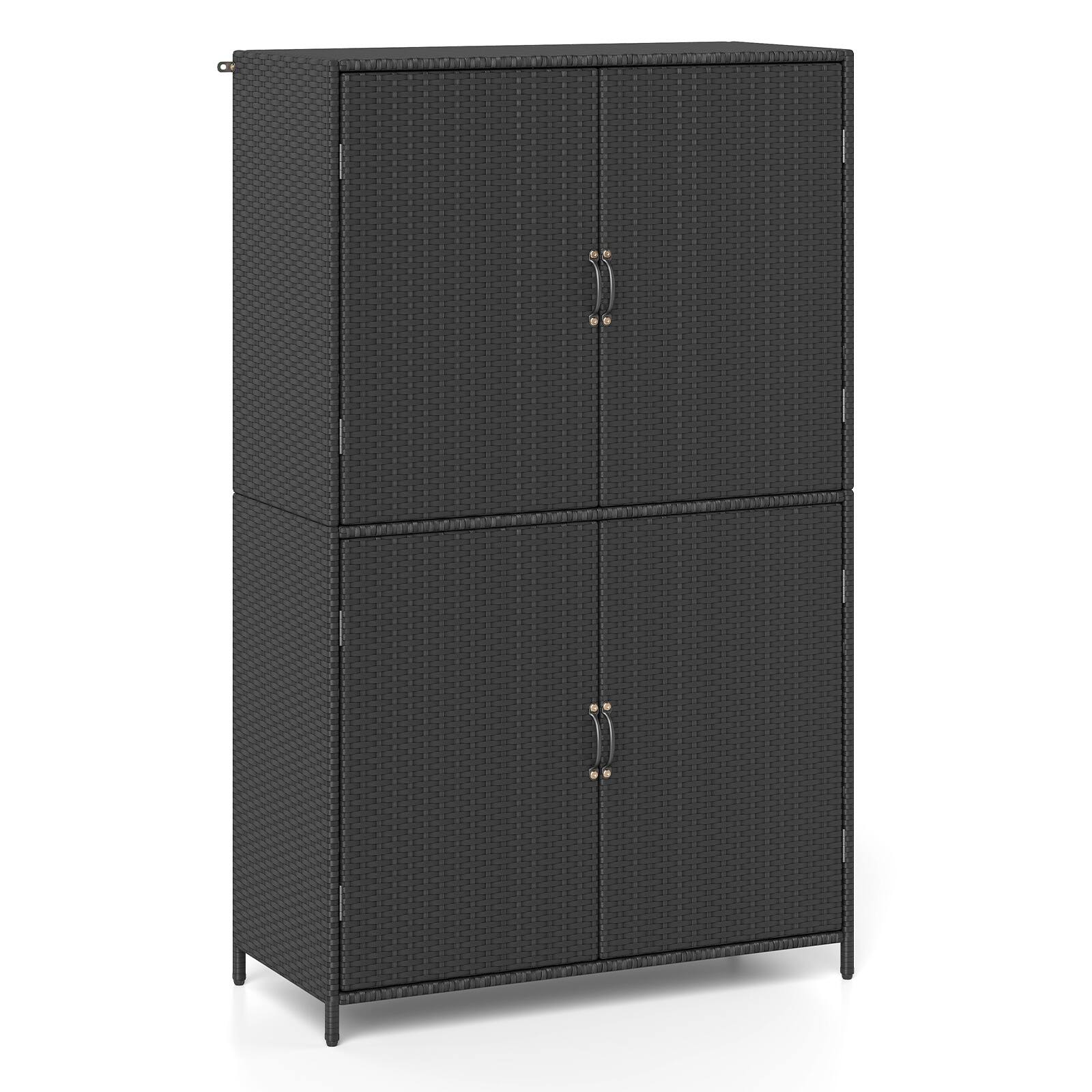 Alt View 9. Costway - Costway Outdoor Storage Cabinet with Adjustable Shelves & Anti-Toppling Device for Garden - Black.
