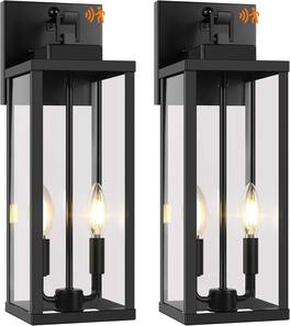 Nordic Hygge - 18” Upgraded Motion Sensor Outdoor Wall Lights, Dusk to Dawn Porch Lights Outdoor Wall Sconces, 3 Lighting Modes - Black