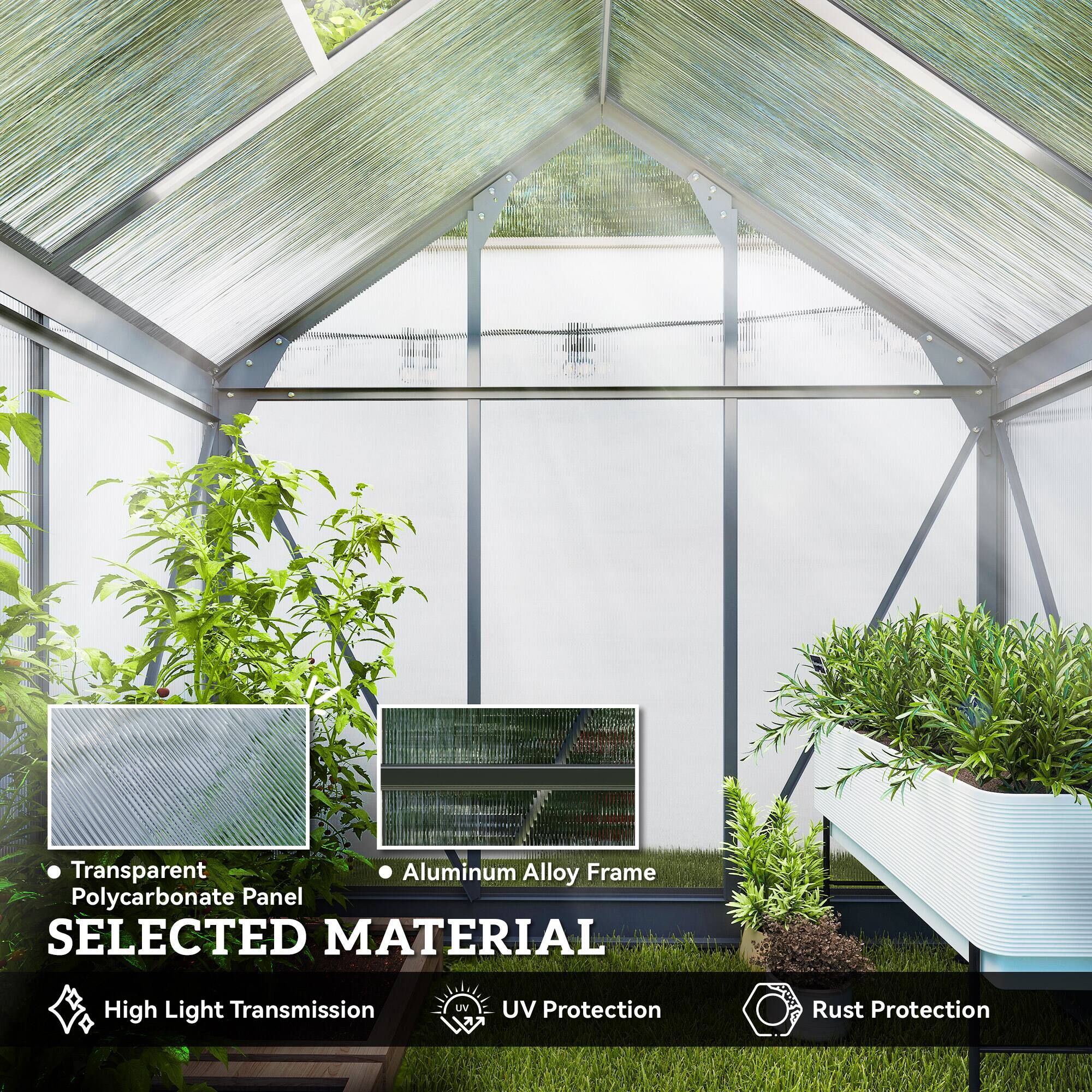 Transparent Polycarbonate Panel  
Aluminum Alloy Frame  
SELECTED MATERIAL  
High Light Transmission  
UV Protection  
Rust Protection