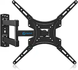 Pipishell - Articulating Full Motion TV Wall Mount, Fits 24–55 Inch Flat & Curved LED/LCD TVs, Max VESA 400x400mm, 66 lbs Weight Cap - Black