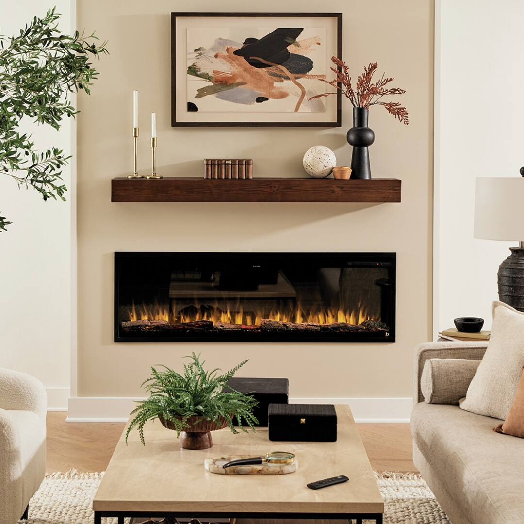 Alt View 10. Touchstone Home Products - 42 in. Wall Mounted Recessed Sideline Elite Pro Smart Electric Fireplace 1500W - Black.