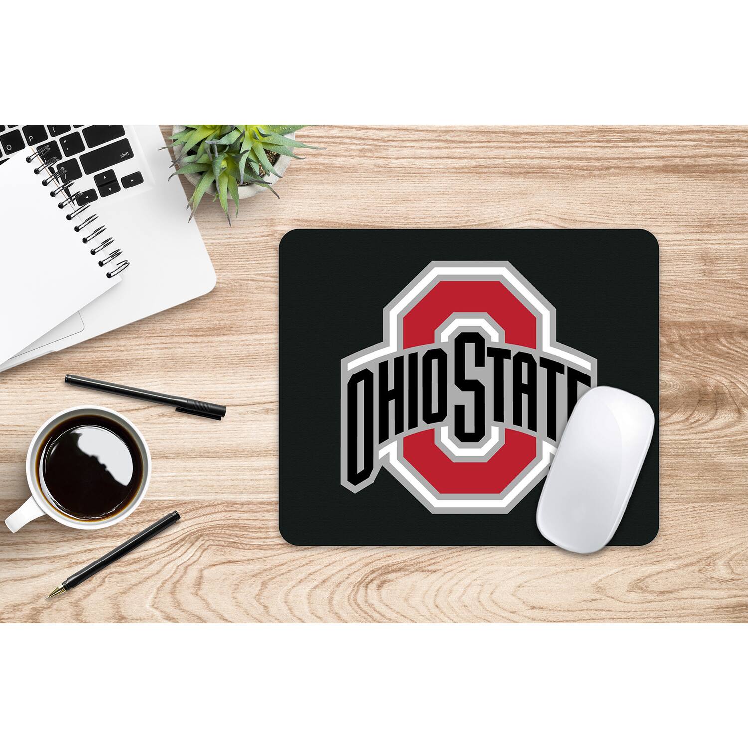 Alt View 1. OTM Essentials - Black Ohio State Buckeyes Primary Logo Mouse Pad - Black.