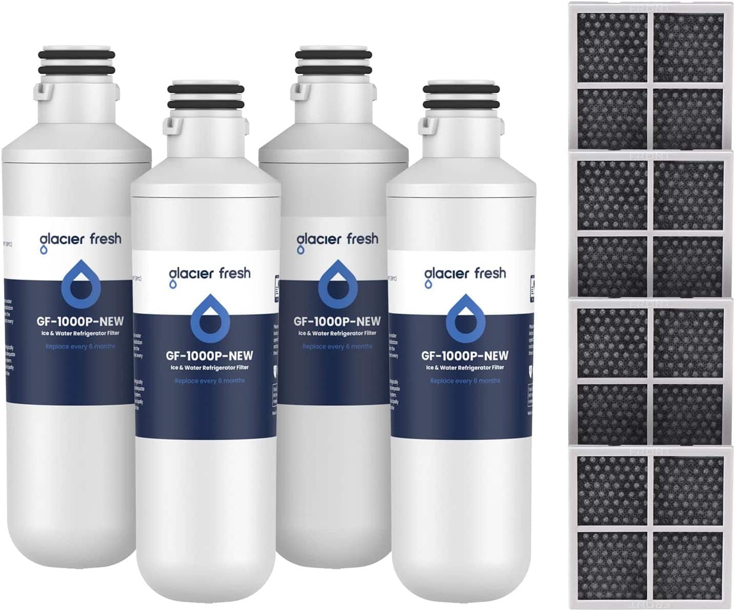 GLACIER FRESH - LT1000PC Refrigerator Water Filter Replacement and  LT120F ADQ73334008 Air Filters, 4+4 Pack