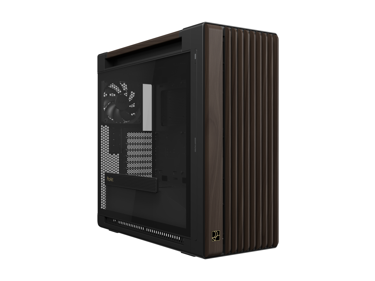 ASUS - ProArt PA602 Wood Edition E-ATX Case, Tempered Glass, 440mm GPU Support, 1x140mm + 2x200mm Fans - Black