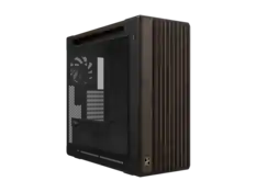 Front. ASUS - ASUS ProArt PA602 Wood Edition E-ATX Case, Tempered Glass, 440mm GPU Support, 1x140mm + 2x200mm Fans - Black.