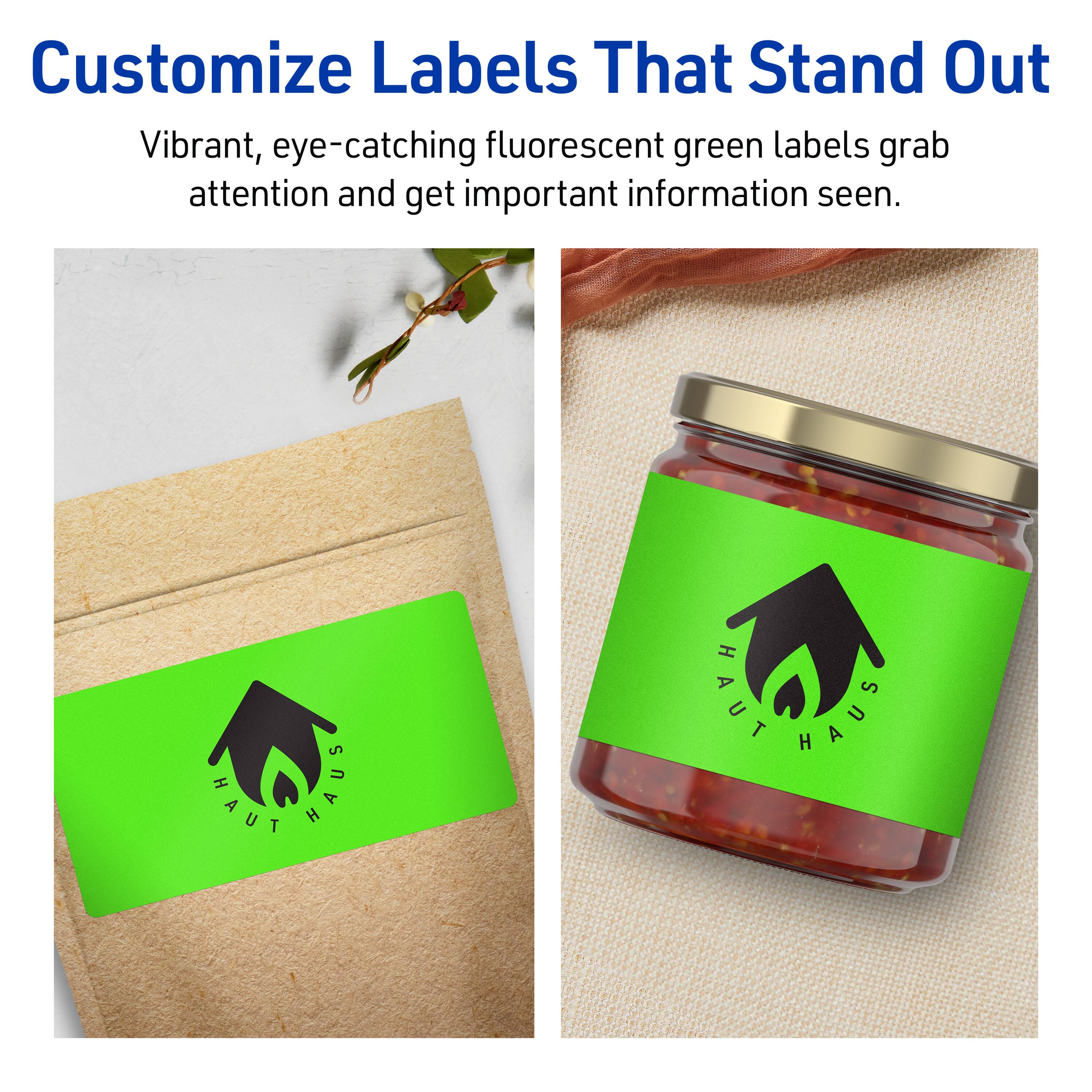 Customize Labels That Stand Out

Vibrant, eye-catching fluorescent green labels grab attention and get important information seen.

HAUT HAUS