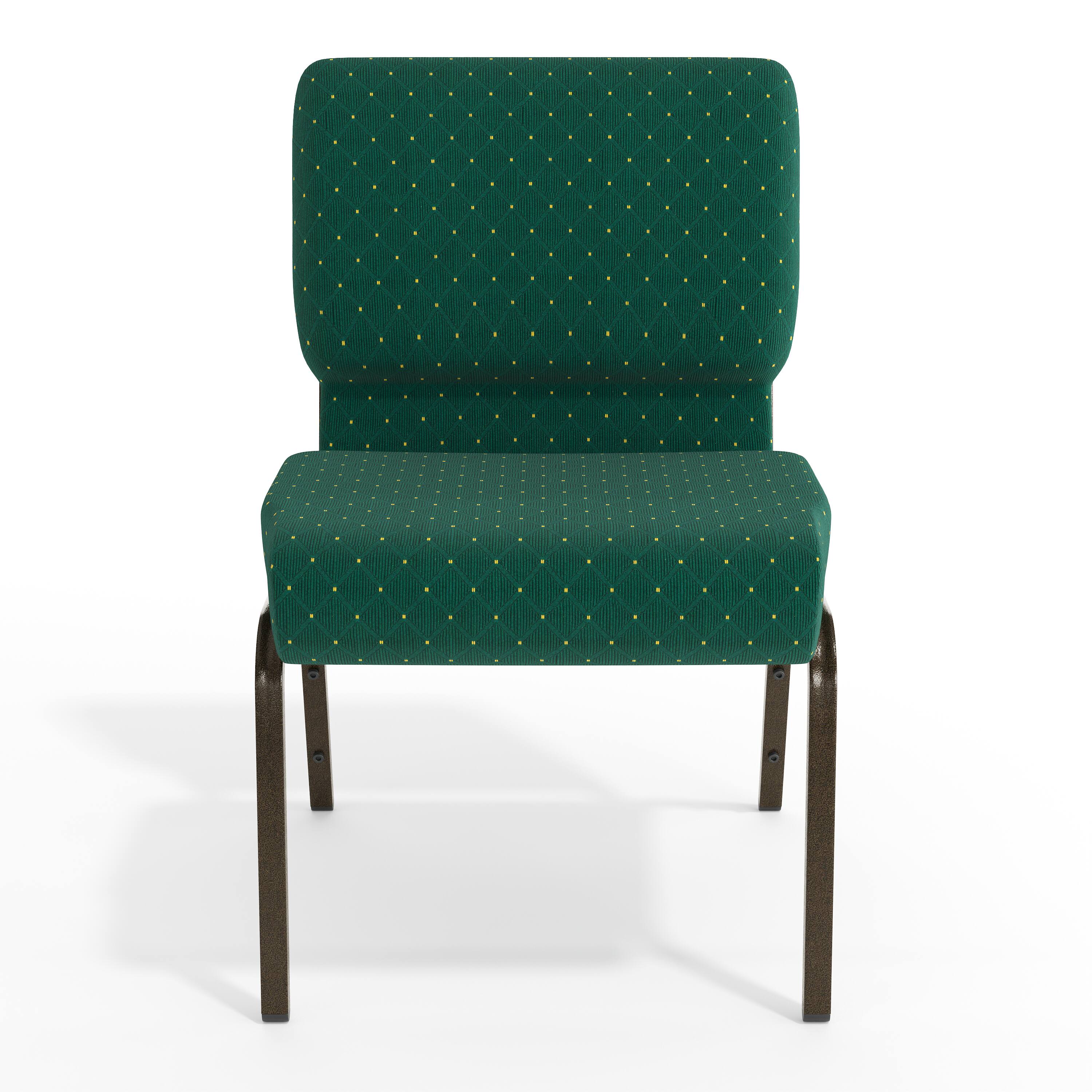 Alt View 9. Emma + Oliver - 21"W Stackable Church/Reception Guest Chair - Hunter Green Dot Patterned Fabric/Gold Vein Frame.
