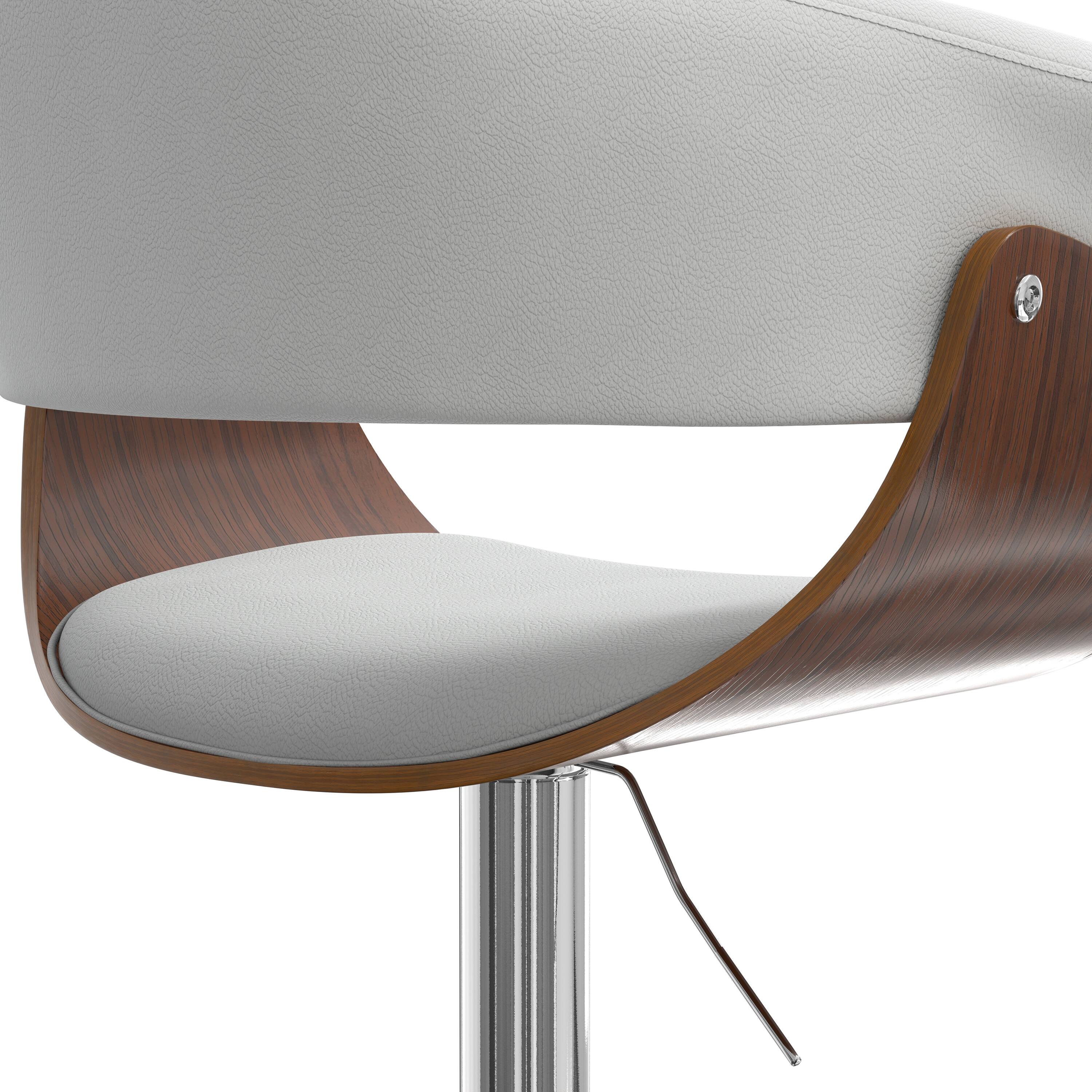 Alt View 6. Simpli Home - Sheldon Mid Century Modern 34 inch Adjustable Swivel Bar Stool in White Vegan Faux Leather - White.