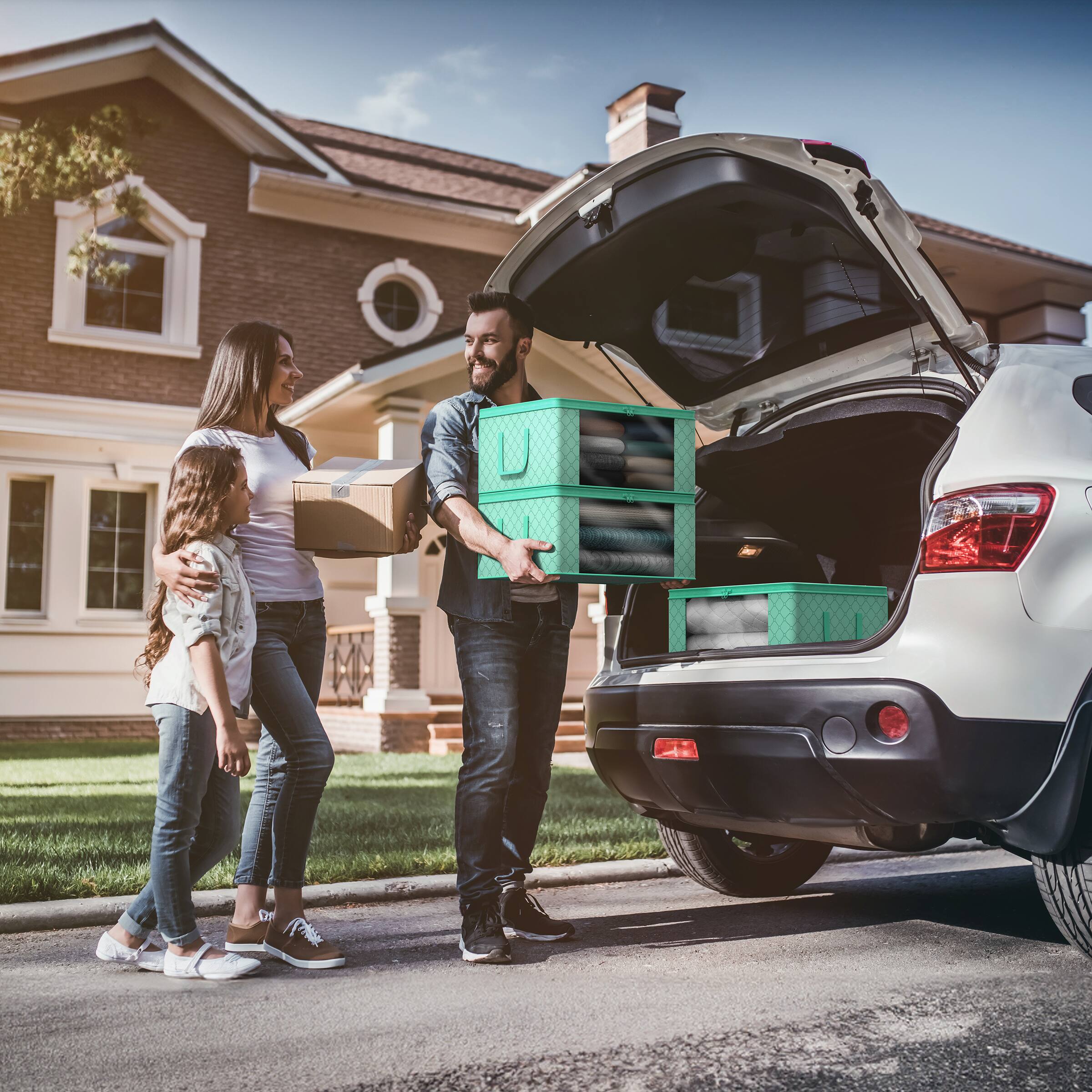 Alt View 3. Sorbus - Sorbus Medium Clothes Storage Bags - Foldable Blanket Storage Bins for Organizing Bedroom, Closet, Clothing - Teal.
