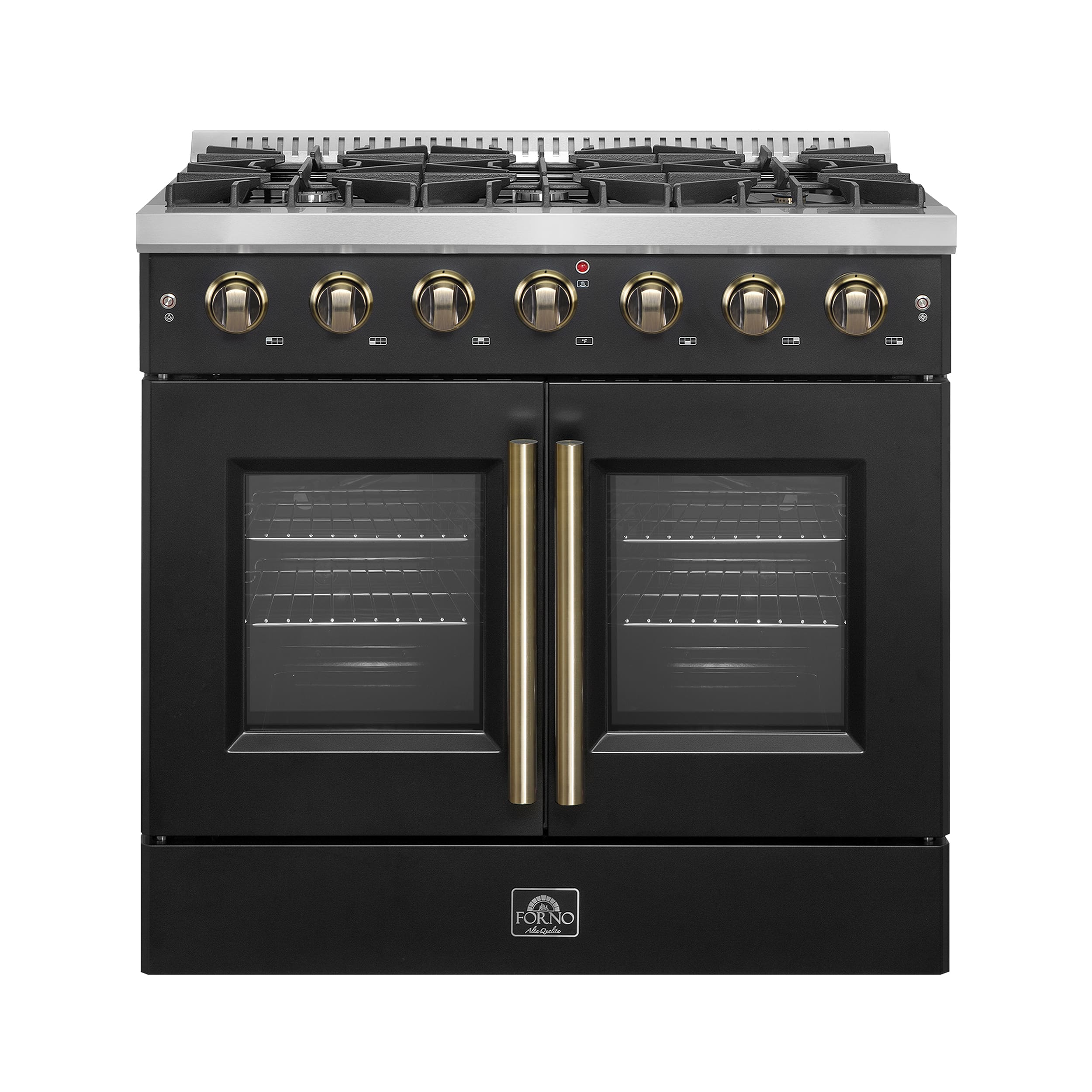 Forno Appliances - Galiano 5.36 Cu. Ft. Freestanding Gas Convection Range with French Door Design - Black - Front_Zoom