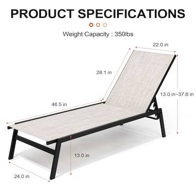 PRODUCT SPECIFICATIONS  
Weight Capacity: 350lbs  
22.0 in  
28.1 in  
13.0 in~37.8 in  
46.5 in  
13.0 in  
24.0 in