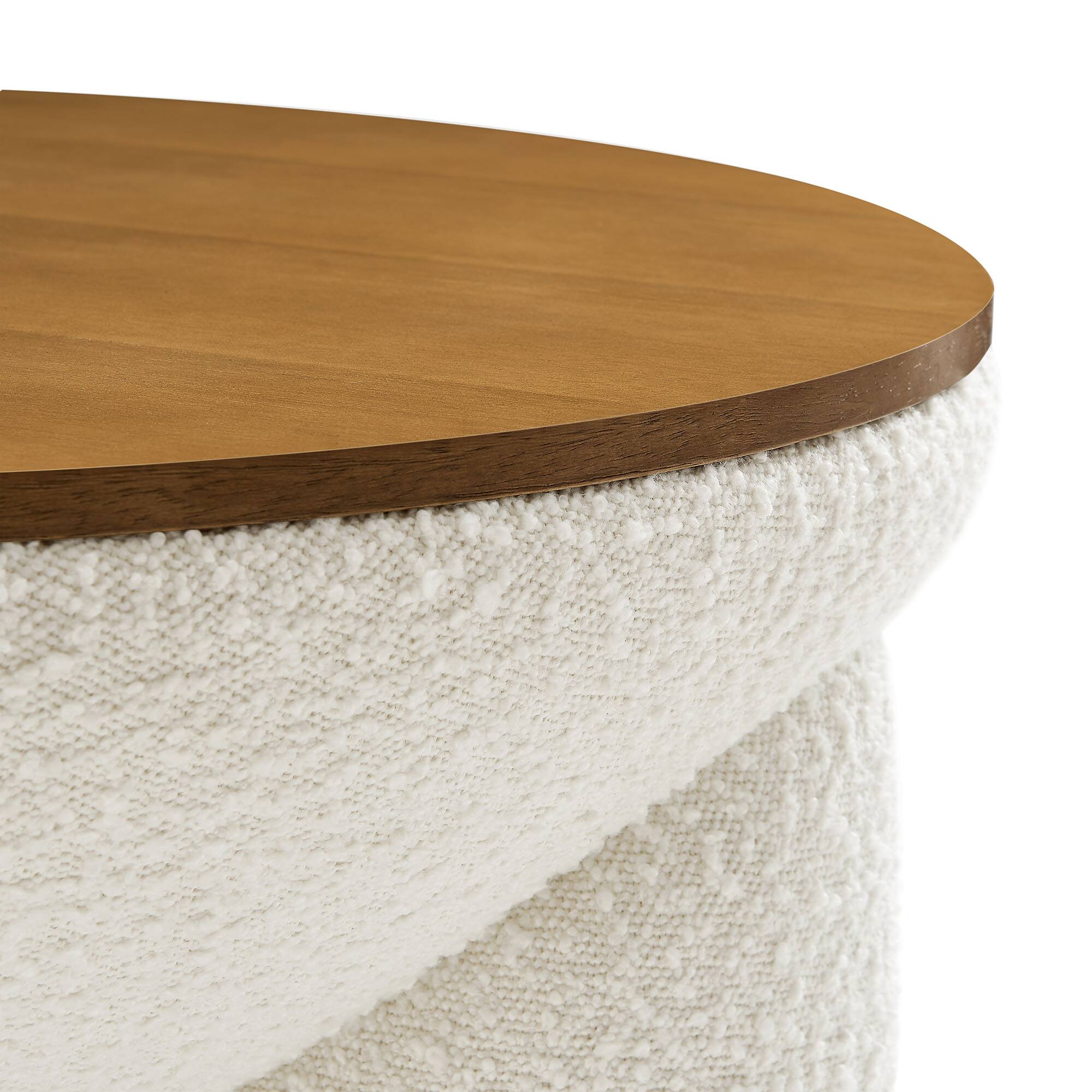 Alt View 5. Modway - Tridome Round Boucle Upholstered Storage Coffee Table by Modway - Natural Ivory.