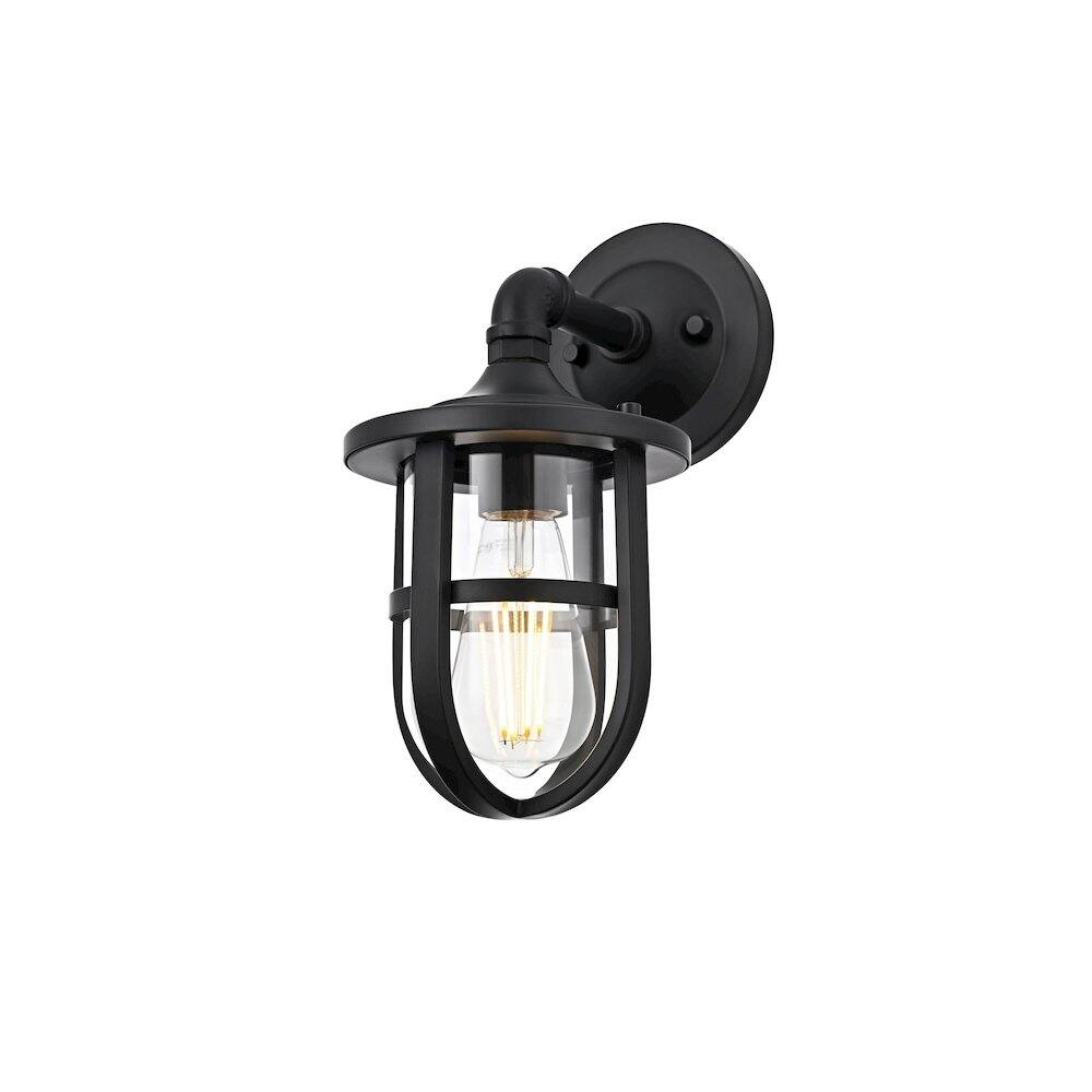 Angle. Elegant Lighting - Hugo 6 Inch Outdoor Wall Sconce In Black - Black.
