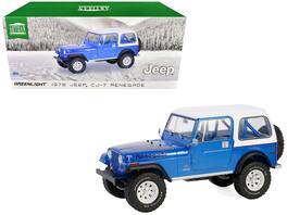 Greenlight - 1978 Jeep CJ-7 Renegade Captain Blue Metallic with White Top "Artisan Collection" Series 1/18 - Blue Metallic and White