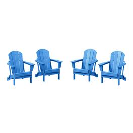 WestinTrends - Malibu Outdoor HDPE Folding Poly Adirondack Chairs (Set of 4) - Pacific Blue