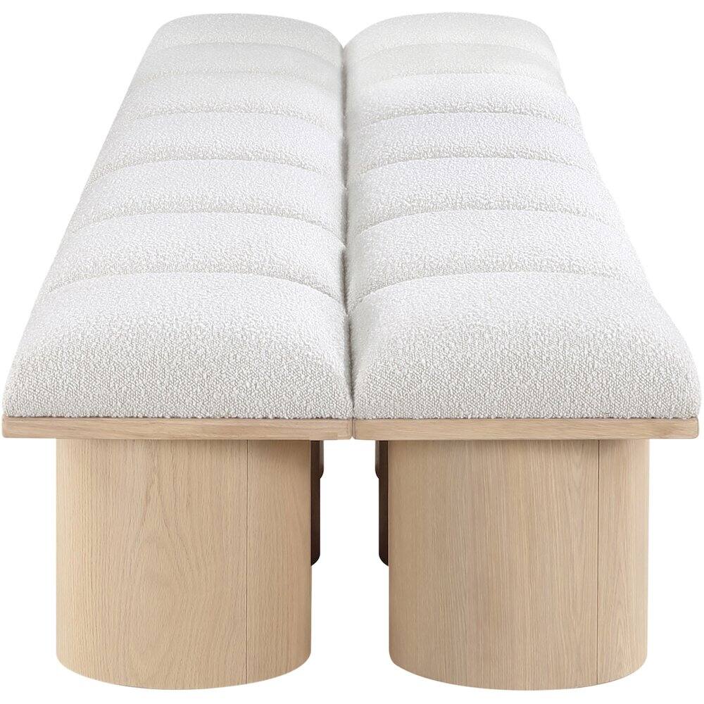 Alt View 2. Meridian Furniture - Pavilion Cream Boucle Fabric Bench - Beige.